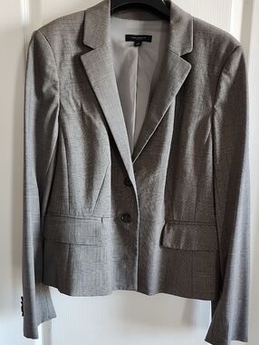 Ann Taylor Gray Glen Plaid Two-Button Blazer